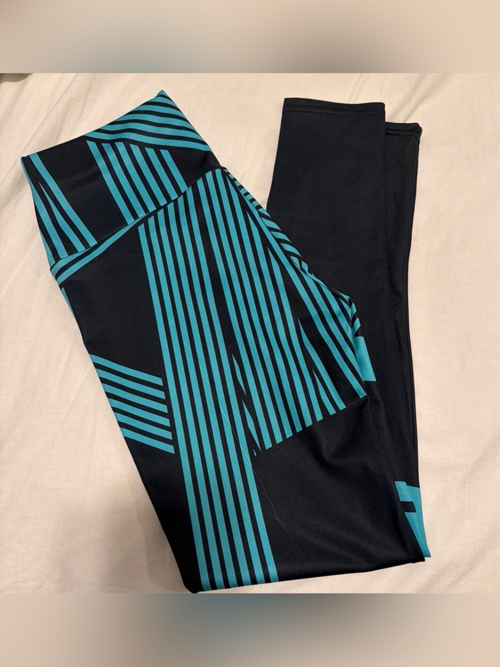 Black & Teal Stripe Active Leggings